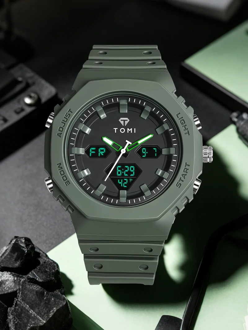 TOMI T-217 Dual Time Sports Watch Comfortable Straps Water Resistant