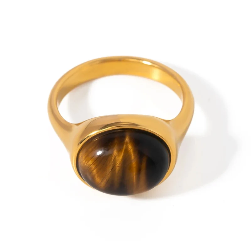 Ayline : Bague ornée d’une pierre naturelle protectrice “Oeil de tigre”