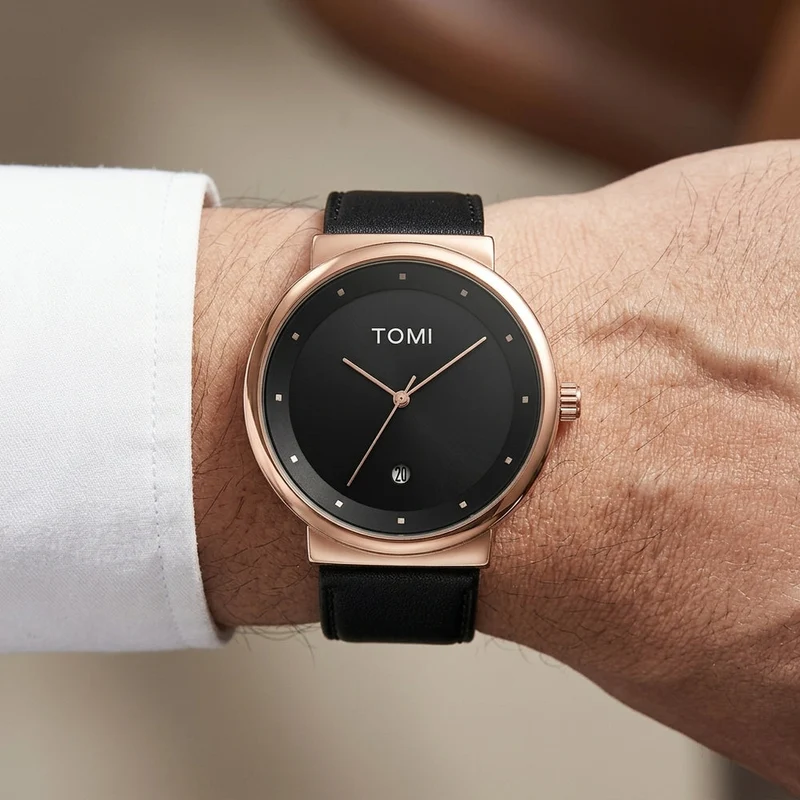 TOMI T-091 Business Watch Round Dial Date Quartz
