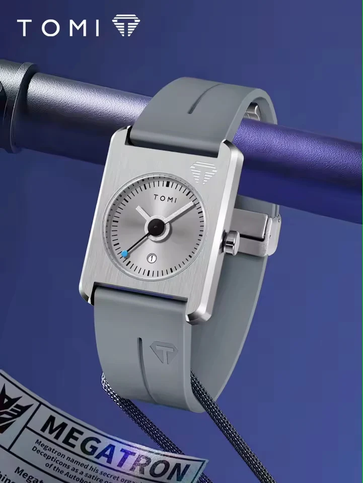 TOMI T-022 Tank Model Quartz Watch – Magnetic Lock Silicone Strap with Date Display