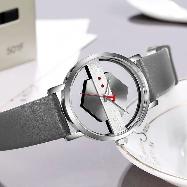 TOMI T-100 Luxury Unisex Watch Quartz Round Dial Transparent Wrist Watch