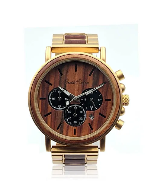 Montre en bois homme be terradium or octopale