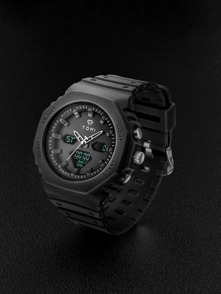 TOMI T-217 Dual Time Sports Watch Straps Water Resistant