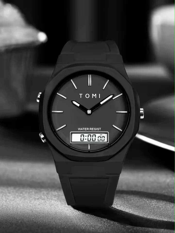 TOMI T-238 Dual Time Sports Watch Comfortable Straps Water Resistant