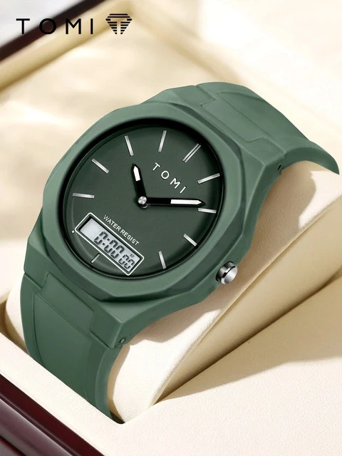 TOMI T-238 Dual Time Sports Watch Comfortable Straps Water Resistant