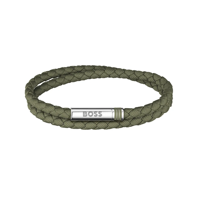 Hugo Boss Fibre Synthétique Vert Homme Bracelet Tressé HBJ1580797