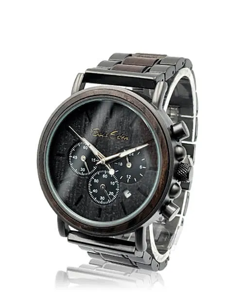 Montre en bois homme be terradium noir céleste