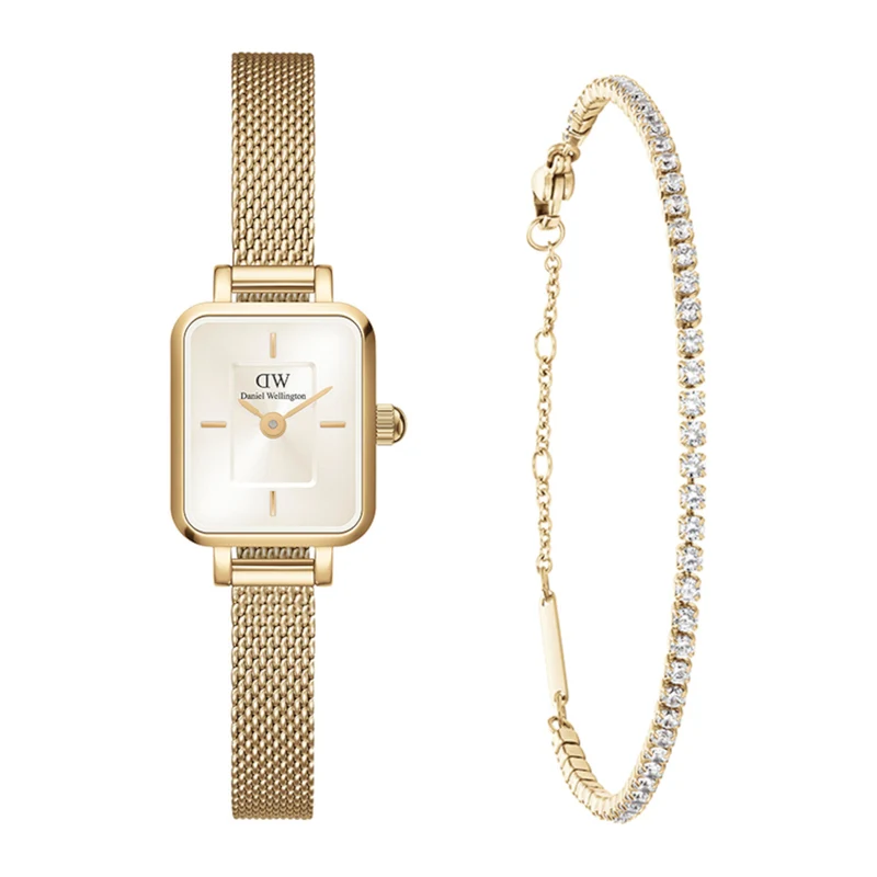 Daniel Wellington Quadro Mini Montre Femme Et Bracelet Coffret Cadeau DW00590011
