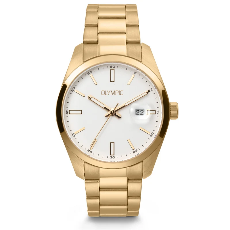 Olympic Louis Montre Pour Homme Dorée et Blanche OL75HDD001