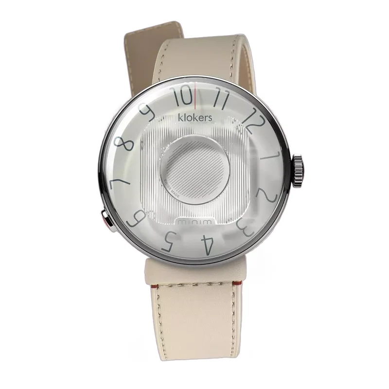 Montre Klokers KLOK 08 MINIM white Ø39 + bracelet offert cuir caramel