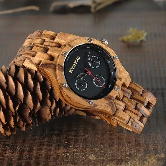Montre en bois de zèbre homme goa