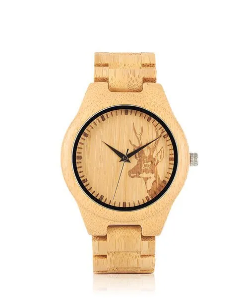 Montre en bois mixte cerf