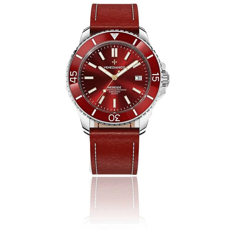 Montre Venezianico Nereide 42 3321503 Cuir rouge