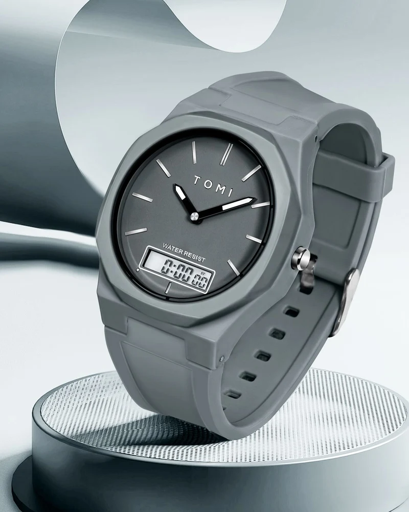 TOMI T-238 Dual Time Sports Watch Comfortable Straps Water Resistant