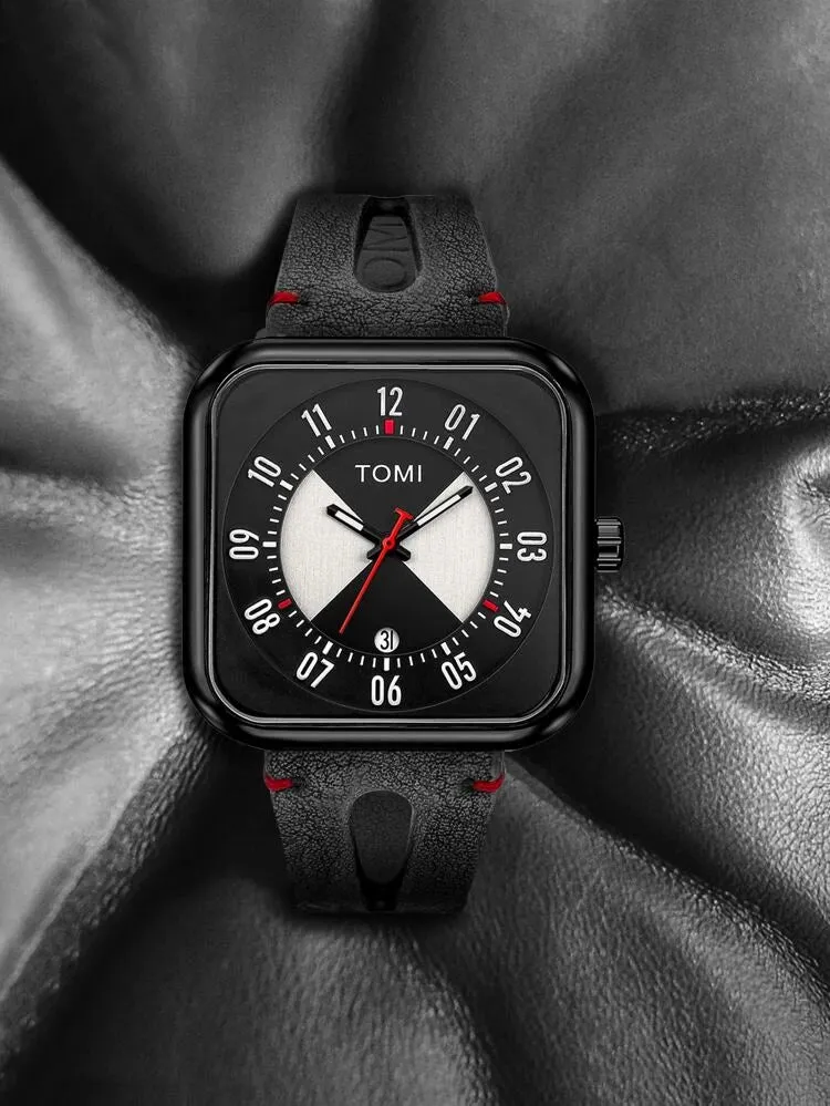 TOMI T-094 Men’s Luxury Quartz Watch with Square Date Dial