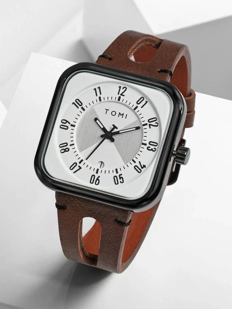 TOMI T-094 Men’s Luxury Quartz Watch with Square Date Dial