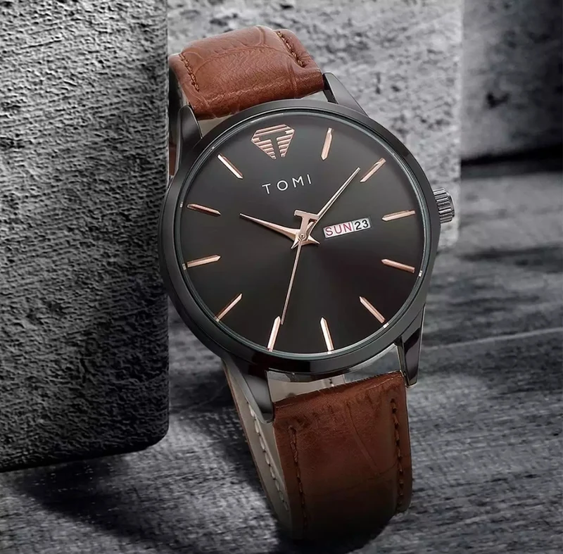 TOMI T-045 Men’s Business Luxury Watch – Day/Date Display – Quartz Movement
