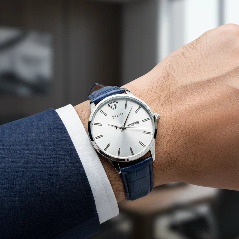 TOMI T-045 Men’s Business Luxury Watch – Day/Date Display – Quartz Movement