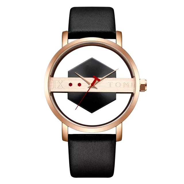TOMI T-100 Luxury Unisex Watch Quartz Round Dial Transparent Wrist Watch