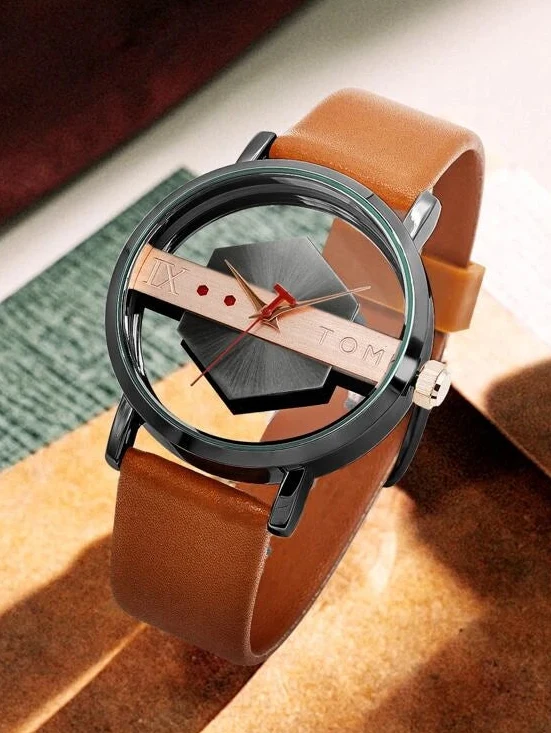 TOMI T-100 Luxury Unisex Watch Quartz Round Dial Transparent Wrist Watch