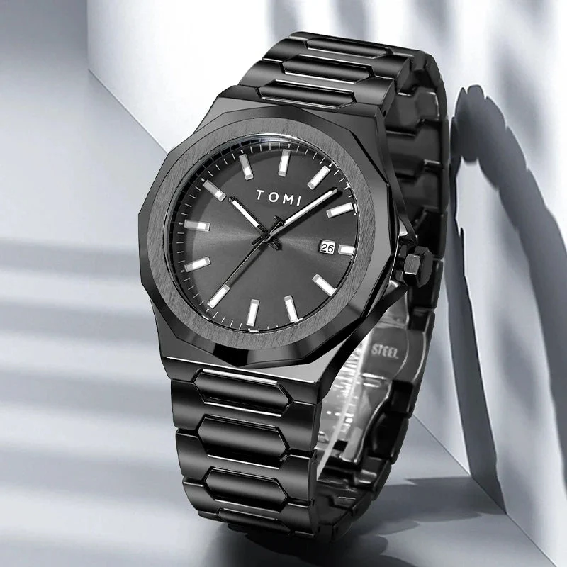 TOMI T-301 New Men's Luxury Business Stainless Steel Watch Gift Box Set
