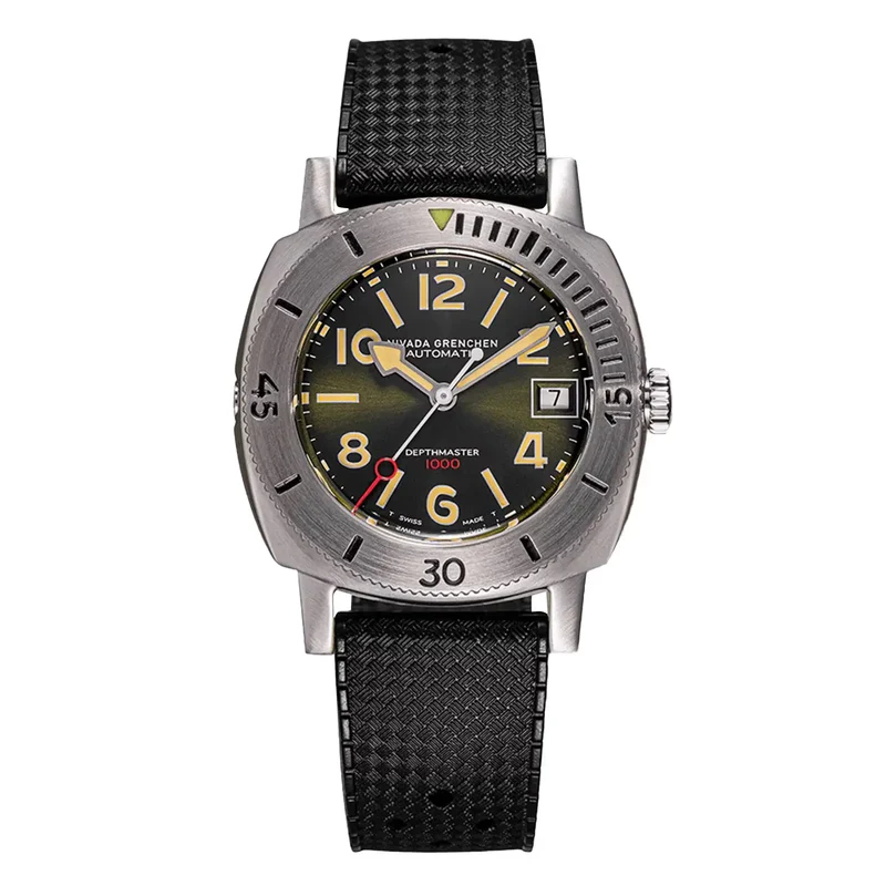 Montre Nivada Grenchen Depthmaster Numerals Date Green 14103A