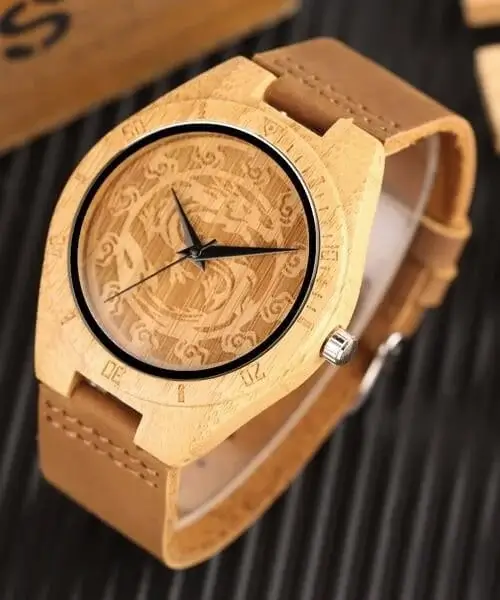 Montre en bois homme dragon