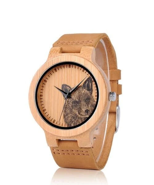 Montre en bois homme loup