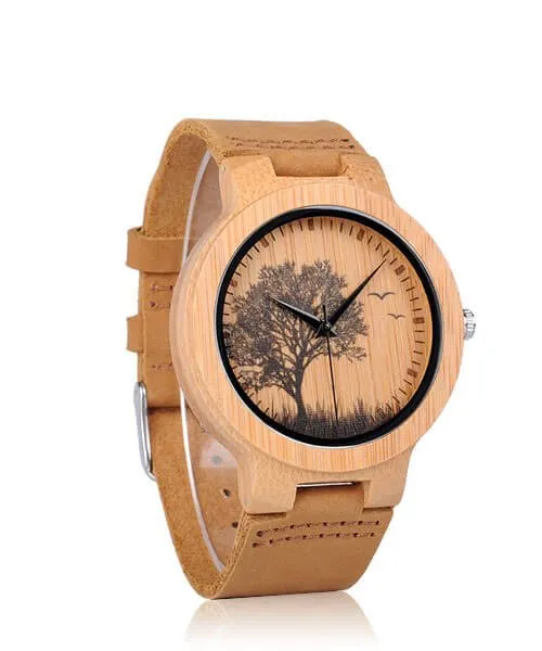 Montre en bois mixte arbre de vie nature