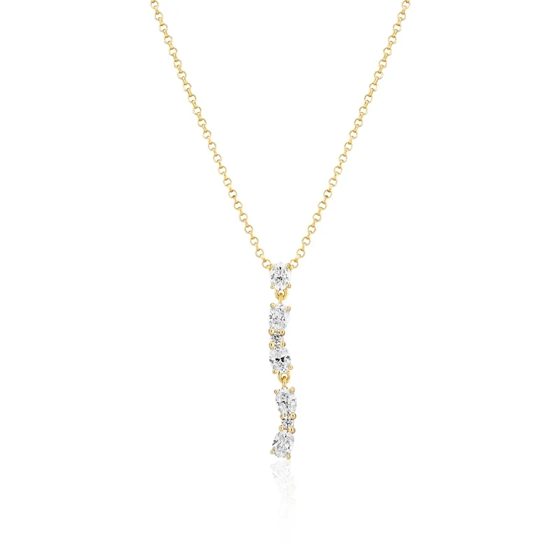 Sif Jakobs Ellera Collier en argent sterling 925 plaqué or 18 carats SJ-N2421-CZ-YG