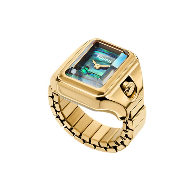 Fossil Raquel Montre Bague Femme Or et Perles Noires ES5411