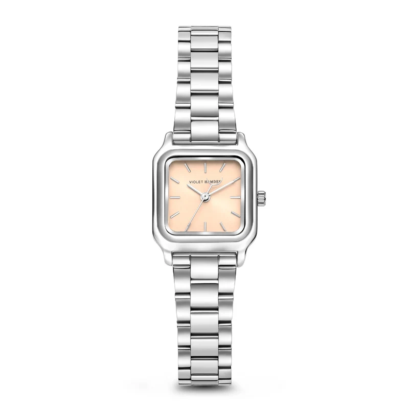 Violet Hamden Dawn Base Montre Carrée Femme Argentée et Taupe VH09036