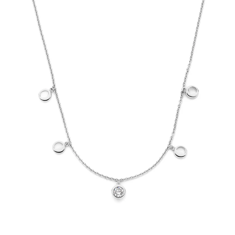Violet Hamden Luna Collier en Argent 925 Sterling avec Lunes et Pierre de Zircon Blanc VH340039