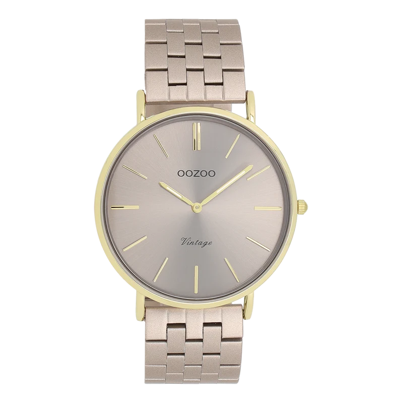 OOZOO Vintage Montre Femme Or et Taupe C20404