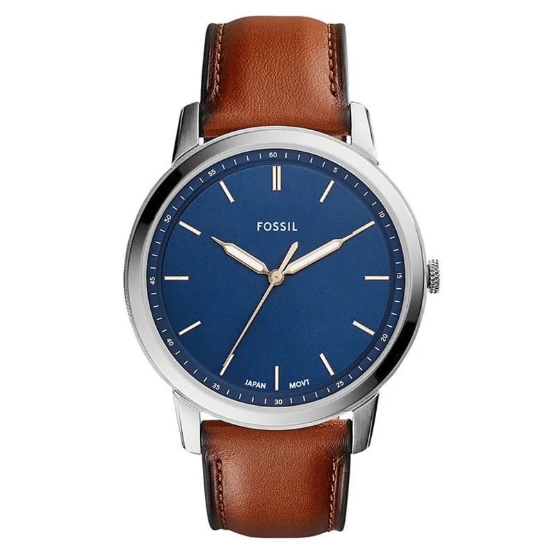 Fossil The Minimalist Montre Pour Homme Argentée Et Bleue FS5304