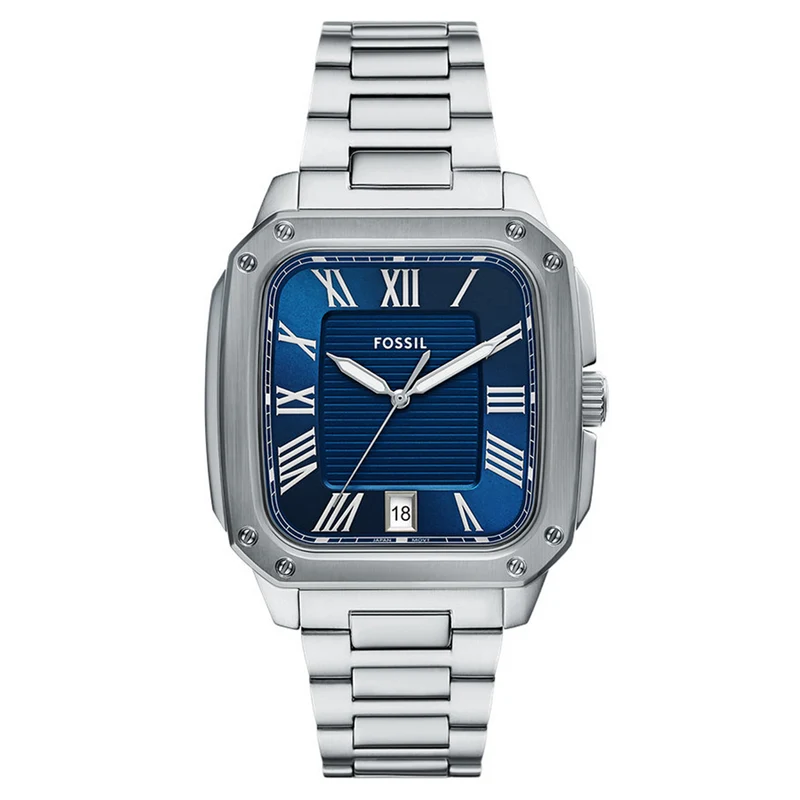 Fossil Crosby Montre Pour Homme Argentée et Bleue FS6121