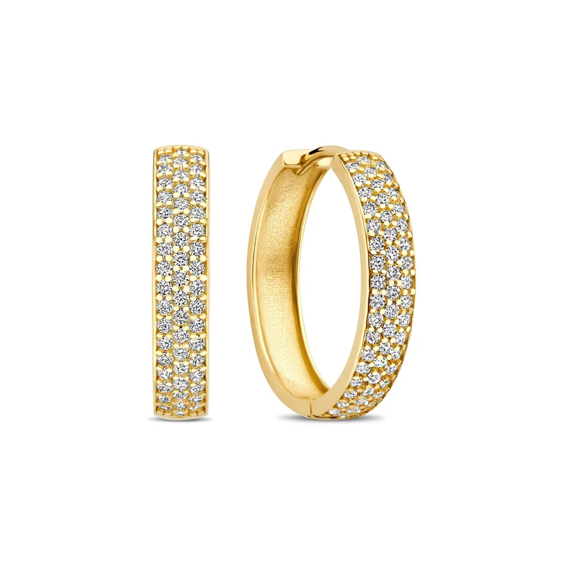 Beloro Jewels Monte Napoleone Boucles d'oreilles créoles Monte Napoleone Stella en or 9 carats avec zircone BO360087
