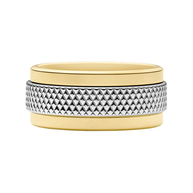 Fossil Knox Silver and Gold Stainless Steel Ring JF049179989