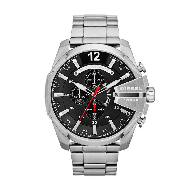 Diesel Mega Chief Hommes Montre Argent DZ4308