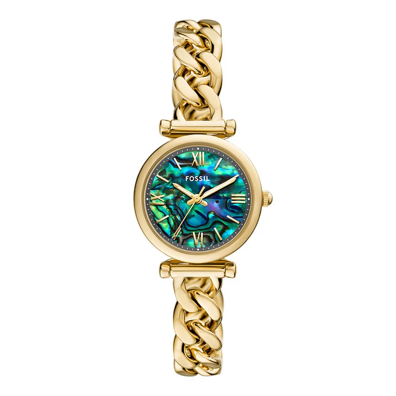 Fossil Carlie Montre Femme Dorée et Perle Noire ES5416