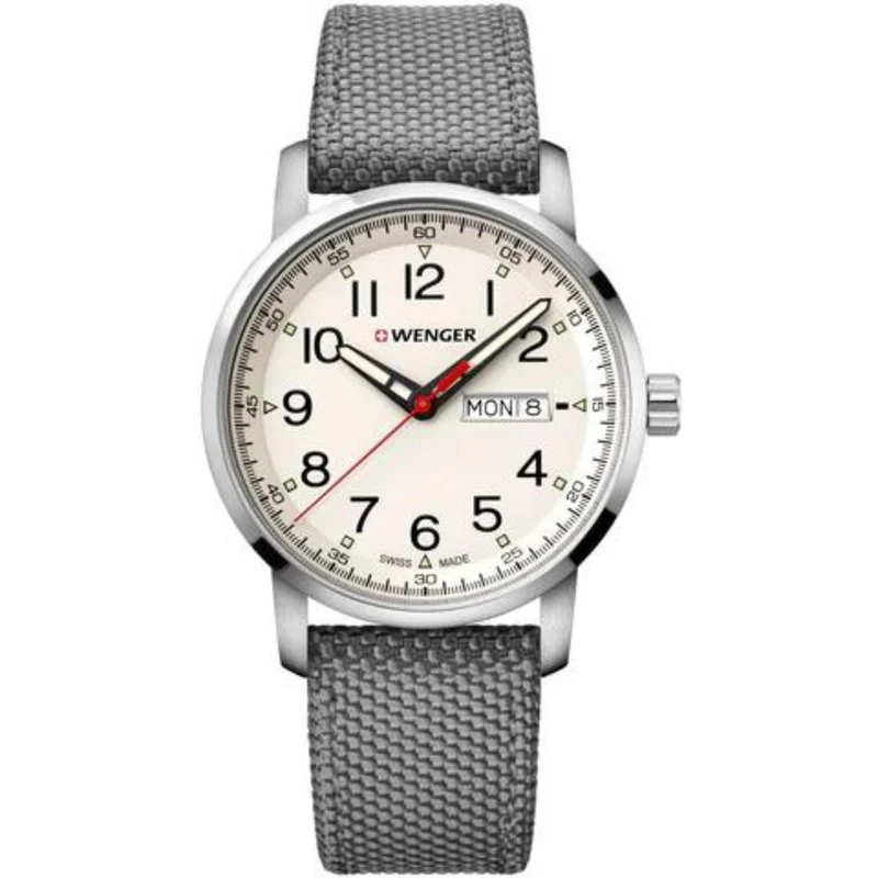 Wenger Attitude Heritage Quartz Cream Dial Grey Nylon Strap Men's Watch 01.1541.106