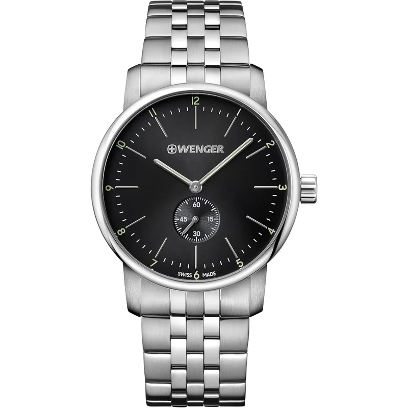 Wenger Urban Classic Quartz Black Dial Black Stainless Steel Bracelet Men's Watch 01.1741.105