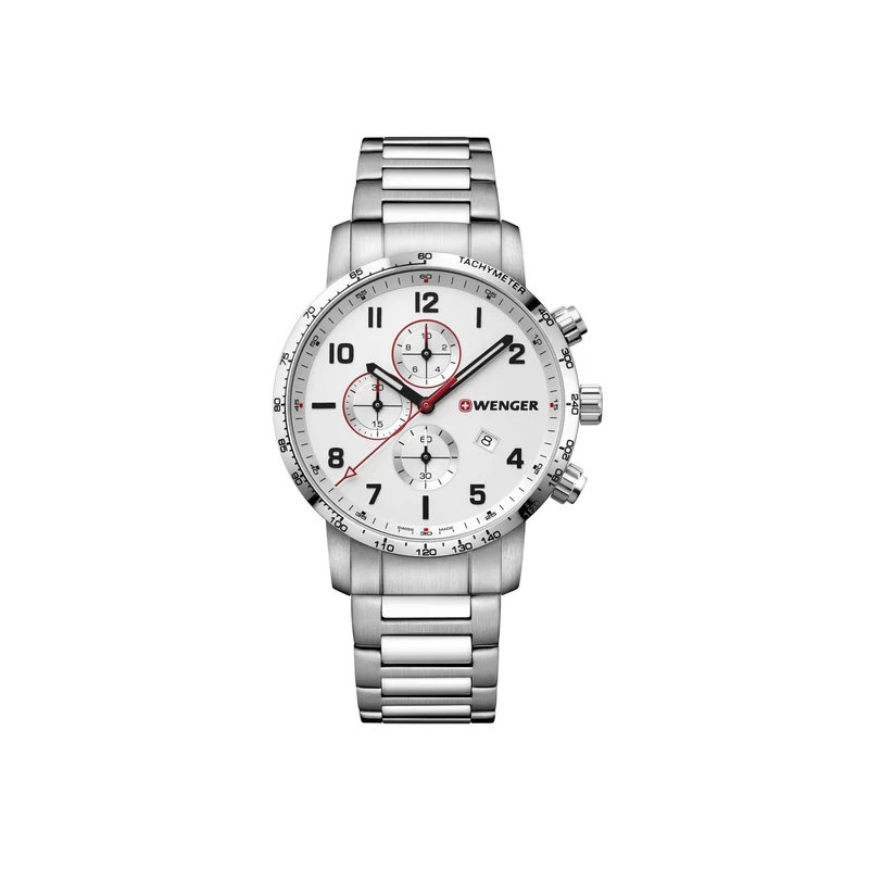 Wenger Attitude Quartz Silver Dial Steel Bracelet Chronograph Men's Watch 01.1543.110