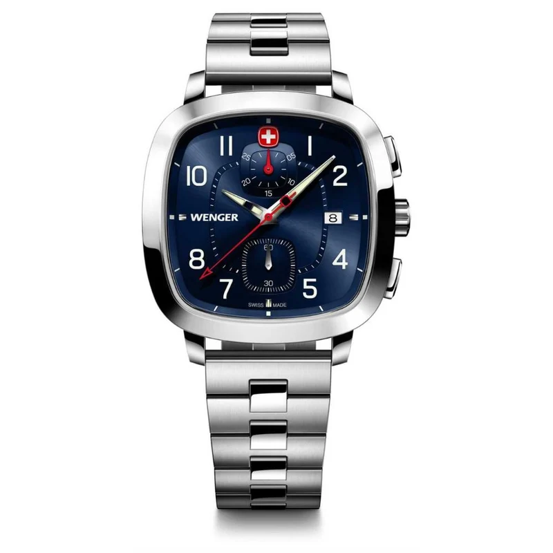Wenger Vintage Sport Chrono Blue Dial Stainless Steel Bracelet Men’s Watch 01.1933.111