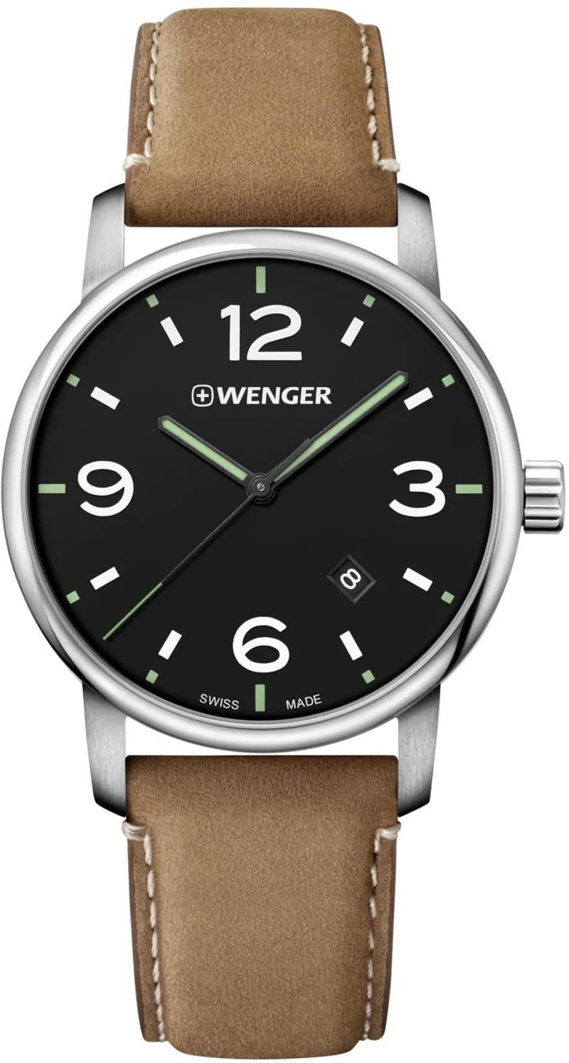 Wenger Urban Metropolitan Quartz Black Dial Brown Leather Men's Watch 01.1741.11