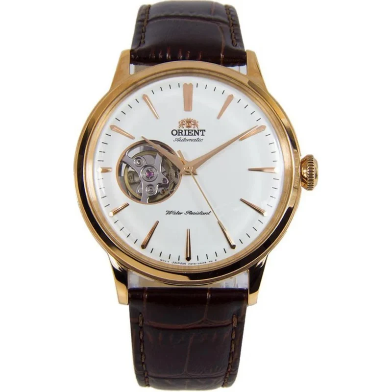 Orient Bambino 41mm Open Heart White Dial Leather Mens Automatic Watch RA-AG0003S10B