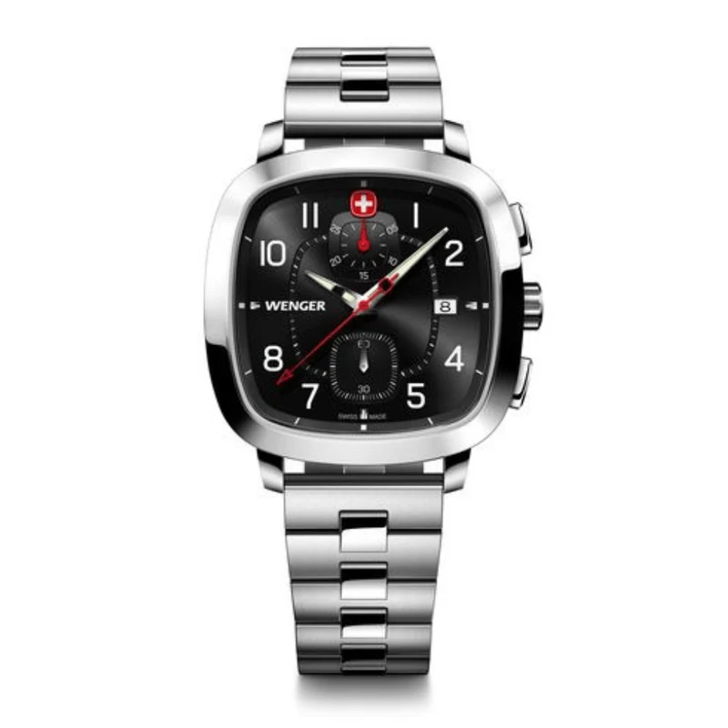 Wenger Vintage Sport Chrono Black Dial Stainless Steel Bracelet Men's Watch 01.1933.109