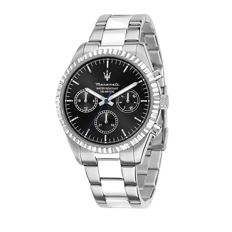 Maserati Competizione Quartz Black Chronograph Dial Steel Bracelet Men's Watch R8853100023