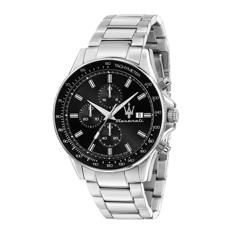 Maserati Sfidia Quartz Black Chronograph Dial Steel Bracelet Men's Watch R8873640015