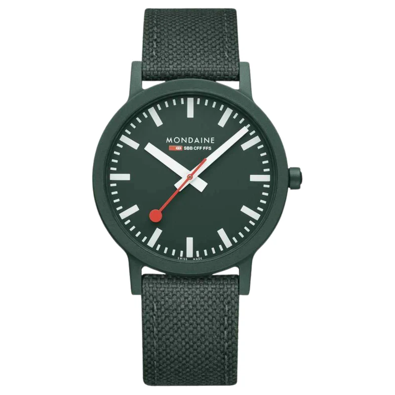 Mondaine Essence Quartz Green Dial Textile Strap Men's Watch MS1.41160.LF
